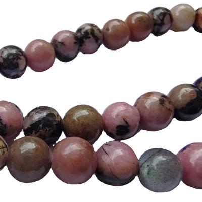 China Stone 6mm Gemstone Rhodonite Loose Bead With Black Manufacturer Genuine High Quality Natural OEM Wholesale for sale