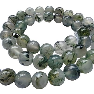 China Stone Beads Loose Round Natural Moss Agate Stone Wholesale For Jewelry Making 4mm 6mm 8mm 10mm 12mm 14mm DIY OEM for sale