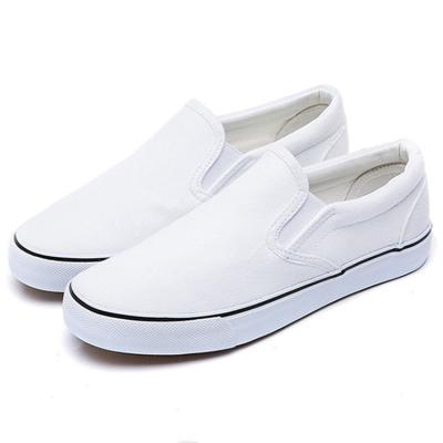 China Wholesale Breathable Unisex Slip On Fashionable Slip On Canvas Women And Men Sneakers White Black White Casual Shoes for sale