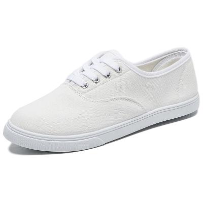 China 2021 Fashion Trend New Women's Summer Light Slip On Fashionable White Canvas Shoes For Girls Logo Walking Style Shoes Custom Made for sale