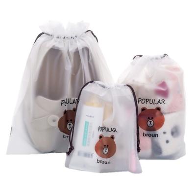 China Small Bear Package Pouch, Suction Rope Package Mouth To Receive Waterproof Plastic Bag Wash Towel Packaging Bag, Transparent Package 18*25 for sale