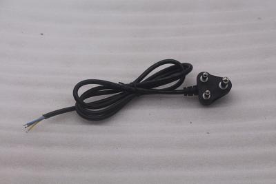 China Hot selling AC 10A 250V South African black/white  3 Round Pin Power Cord for sale