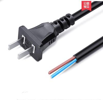 China High quality 2 pin copper black power cord with striped end 10A/16A power cable for sale