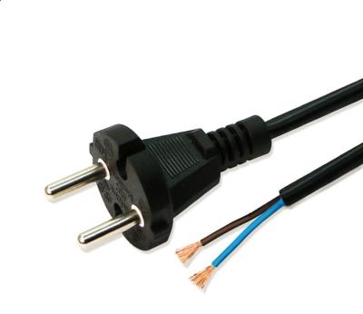 China European standard 2pin black power cord with stripped end  0.5m-10m copper power cable for sale