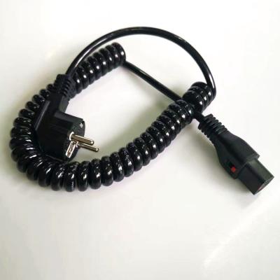 China European 3pin black spring power cord  0.5m-10m copper power cable with lock free sample for sale