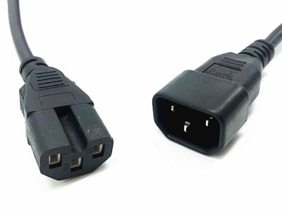 China High quality 3pin C14 exchange to C15  black extension power cord 0.5m-10m copper power extension cable for sale