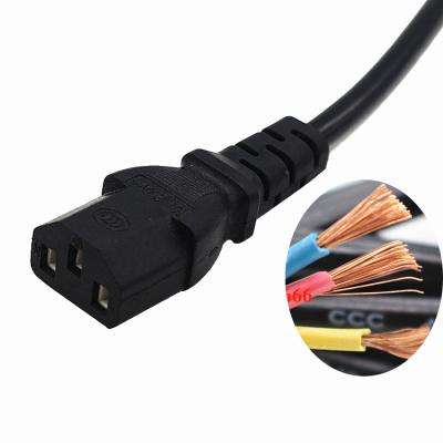 China Best 3pin C13 black extension power cord without stopper  0.5m-10m copper power extension cable for sale