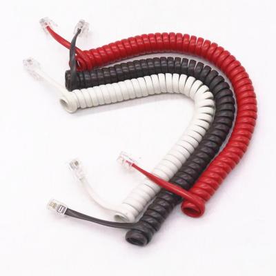 China High Quality Copper Telephone Cable Line Telephone Coild Cord Spiral Cord 4p4c Handset P+P Cable for sale