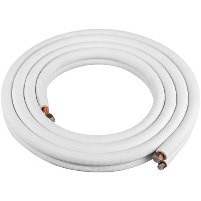 China Home White PE Insulated Copper Pipe For Air Conditioner All Copper With Line 9mm Insulation Pipe Set for sale