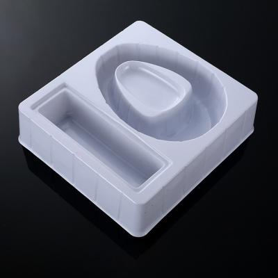 China Disposable Manufacturers Wholesale Inner Food Tray Flocking Plastic Blister Packaging Supporting PVC Custom Packaging Box for sale