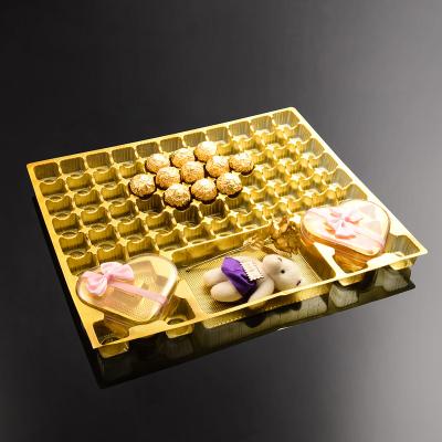 China Hot Luxury Packaging Products Package Use Blister Gold Plated Chocolate Case Tray Custom Plastic Food PS Blister Packing Tray With In-stock for sale