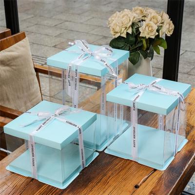 China High Quality Custom Biodegradable Top Selling Clear Transparent Square Wedding Blister Plastic Cake Boxes With Plastic Clear Window for sale