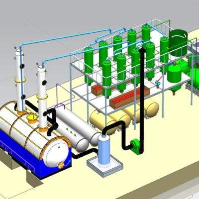 Chine Grade d'huile de combustible 8-10 tonnes Capacité du pétrole brut résiduel circulant dans la machine de distillation au diesel en 24 heures à vendre