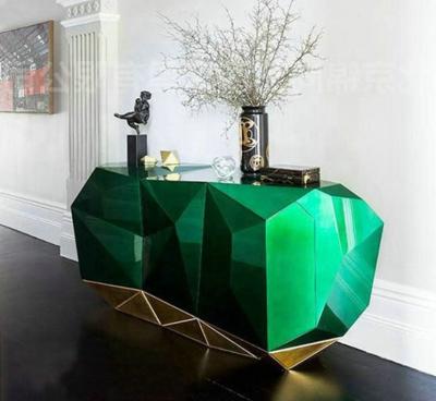 China Customize Luxury Italian Chic Modern Design Living Room Dining Room Sideboard Green Diamond Sideboard Cabinet With Metal Legs Sideboard for sale