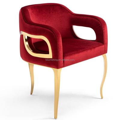 China GS C1810 Foshan factory stainless steel velvet seat wedding fashion leisure reclining modern red chair for sale