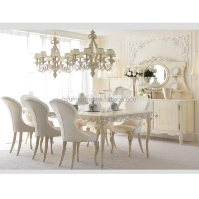 China (Others)Adjustable Neoclassical Luxury Dining Room Furniture Set Elegant White Dining Set Furniture Solid Wood Carved Dining Table Chair for sale