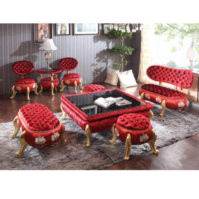 China stool home & FF2015 Ottoman Full Set Soft Pumpkin Leisure Chair Small Stools Red Neoclassical Stool Fabric Velvet Pouf Fancy Colorful Small Stools for sale