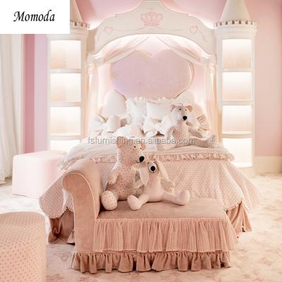 China Heart Shaped Headboard Girls Furniture TB14 Latest Luxury Modern Design Bed Soft Velvet Fabric Princess Bed Pink Kids Single Bed Can Be Customized for sale