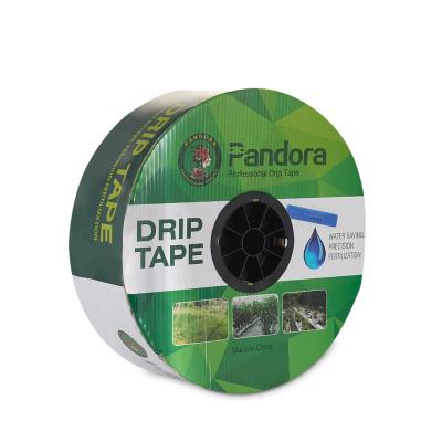 China Custom Pandora New Plastic Space Drip Irrigation Tape 16mm 10cm Flow Rate With Flat Emitter Inside for sale