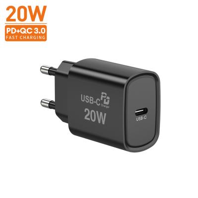 China Hot Products 20W Mobile Phone Smart Wall Charging 20 Watt USB C PD Shenzhen Single Left Fast Mobile Phone Charger Travel Adapter For iPhone for sale