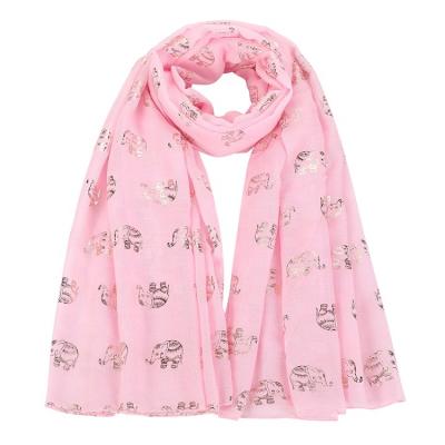 China 2021 Polyester Hot Sale Fashion Glitter Elephant Print Scarf All Size Beautiful Soft Shawl Big Size Scarf For Women for sale