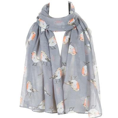 China Fashion Scarf 2021 Fashion Big Cheap Price Big Birds Print Scarf Polyester Voile Scarf Animal Design Shawl for sale