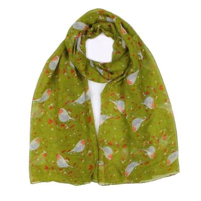 China 2021 Hot Selling Design Ladies Animal Print Scarf Birds Polyester Pattern Polyester Voile Scarf Wholesale for sale