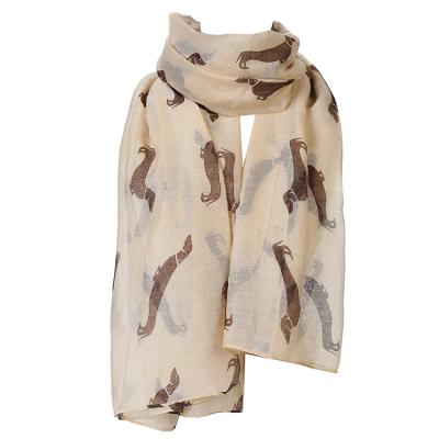 China Wholesale Animal Print Scarf Polyester Long Voile Polyester Dog Print Scarf Shawl For Women for sale