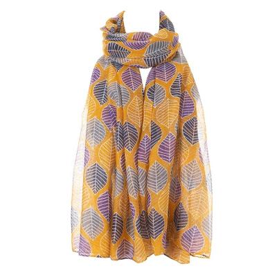 China 2021 Polyester Fashion Print Leaf Shawls Lady Summer Scarves Flower Printing Veil Infinity Scarf Wholesale for sale