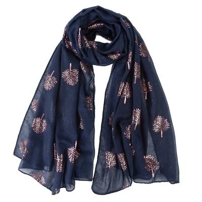 China 2021 Polyester Hot Sale Fashion Glitter Tree Print Scarf All Season Beautiful Soft Shawl Large Size Scarf for sale