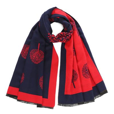 China Wholesale Cashmere Fashion Winter Scarf For Women Deep Warm Cashmere Shawl With Tassel Coat Print Tree Warm Scarf for sale