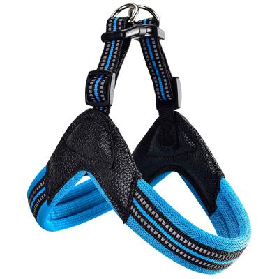 China Padded Mesh Padded Pet Harness Leather And Breathable No Pull High Quality Reflective Nylon PU Dog Harness for sale