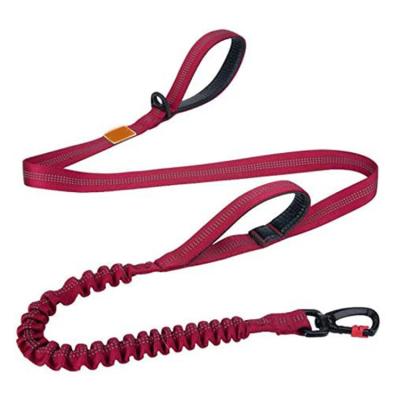 China Padded Dog Bungee Leash Heavy Duty Reflective Nylon Double Handles Pet Leash For Dog Control Training Walking for sale