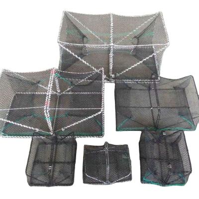 China Fishing Sea Folding Crab Cage Net Rectangular High Strength Agricultural Nylon Collapsible Trap for sale