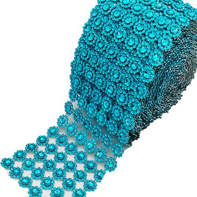 China Use With Blue Diamante Easy Maker Sunflower 6 Tier Rhinestone Mesh Wholesale Mesh Ribbon To Wedding Table Wrap for sale