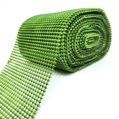 China Use with Green 24 Rows Easy Spherical Plastic Mesh Trimming Bead Half Ribbons for Clothing Accessories for sale