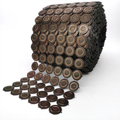 China Use With Jewelry Brown Plastic Sunflower Shaped Rhinestone Sequin Ribbon Trim Roll Easy Wholesale 6 Tiers for sale