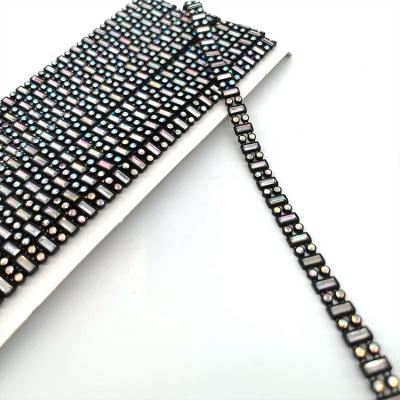 China Wholesale ab shape simple color band Pointback row rhinestone chain crystal ribbon for garment accessories for sale