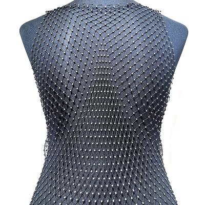 China Use with sparkle crystal hollow wholesale easy crochet stretch mesh ss8 rhinestone diamond fillet for side slit dress for sale