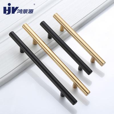 China HJY Modern Brushed Black Nickel Gold Stainless Steel Furniture Pulls Sideboard Handles for sale