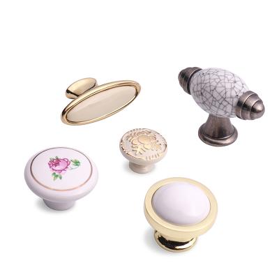 China HJY Modern Nordic Marble White White Round Drawer Pull Sideboard Handles Knob for sale