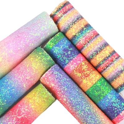 China Hot Selling Waterproof and High Quality Glitter PU Leather Fabric Chunky Faux Glitter Leather for sale