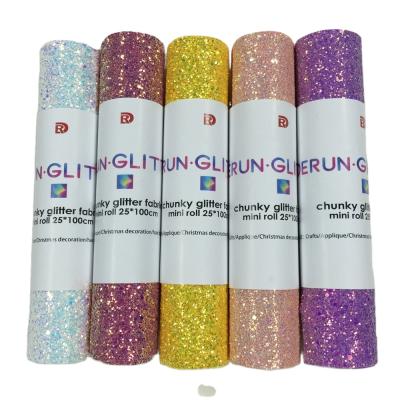 China High Quality Waterproof Fabric Cheap Foil Glitter Roll Fabric Chunky Glitter Fabric for sale