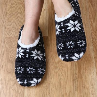 China 2022 High Quality Anti-skid Mens Sock Slippers Fluffy Socks Snowflake Logo Design Coffee Home Socks Warm Christmas Gift for sale