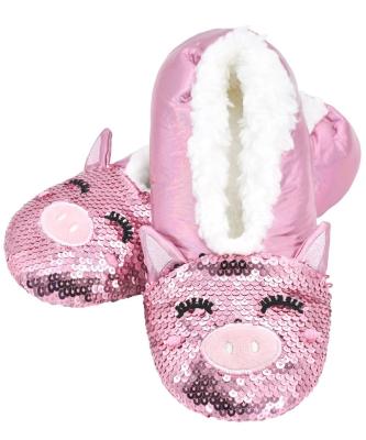 China Trendy Pink Glitter Pig House Slipper for sale