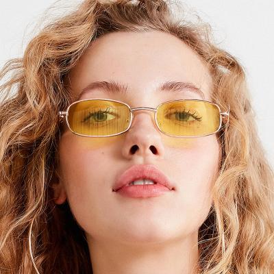 China New Fashion Designer Gold Fram Sunglass Shades Men Square Metal Rectangle Plastic Sunglasses for sale