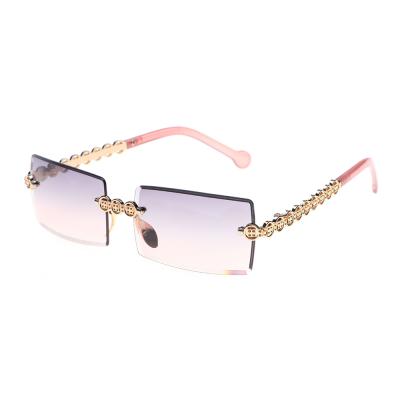 China High Quality Rimless Sunglasses Men Uv400 Gold Eye Protection Square Metal Rimless Sunglasses for sale