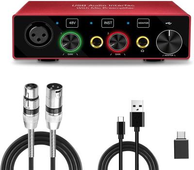 China Support 48V Phantom Power, USB Interface Audio Studio GV-AR001 for sale