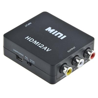 China Mini HD Plastic Video Converter HDMI2AV 1080P Black Color NTSC PAL Or White for sale