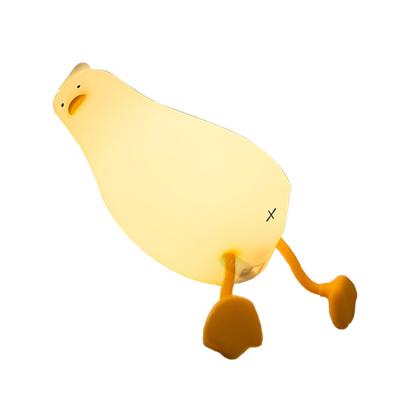 China Modern New lying flat duck silicone night light charging children sleeping lamp bedside patted atmosphere lamp, best gift for sale